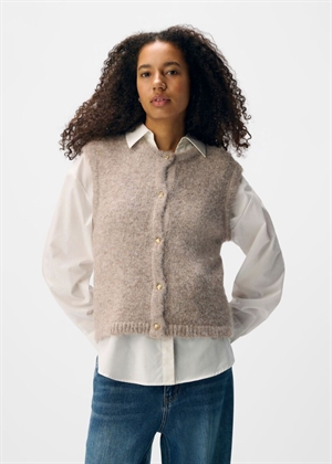 Saggia knit vest cardigan Humus Melange Object 